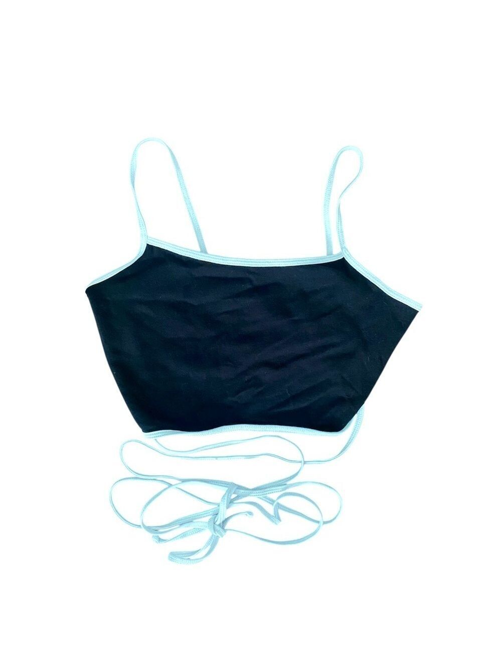 Garage Black Cropped Tank White Accents XS